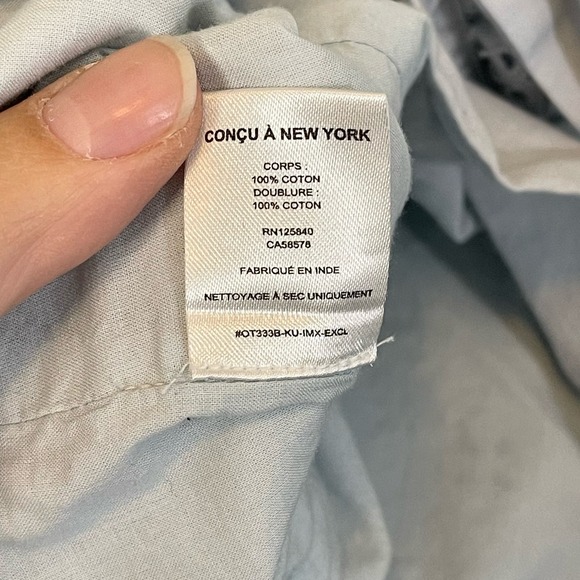 INTERMIX Blouse 4 Lilian Surplice Eyelet Flutter Sleeve Wrap Top Cotton Blue - Picture 11 of 11